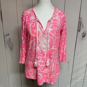 Lilly Pulitzer Holly Tassel Top – Pink Pout, Size Small, EUC